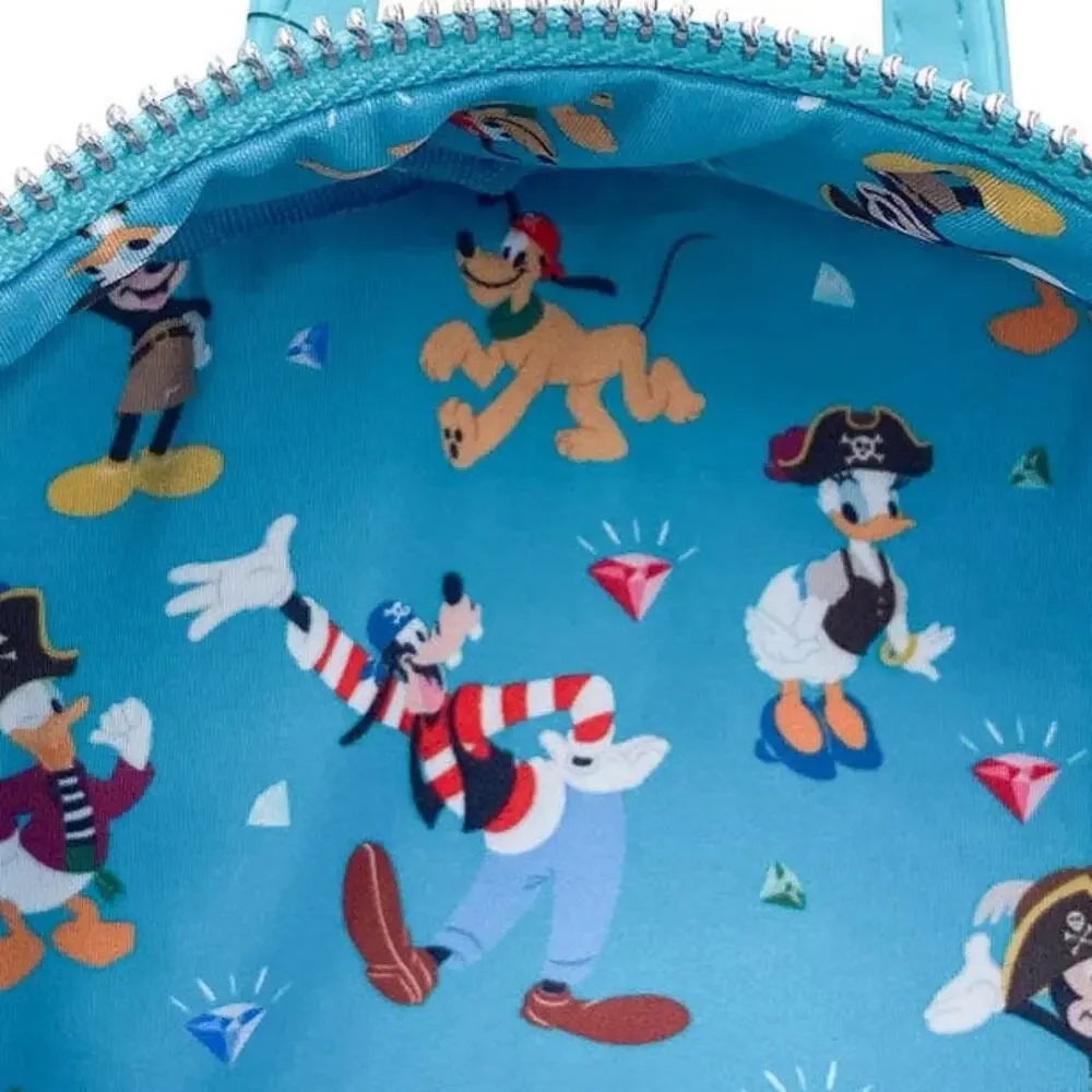 Loungefly Teal Pirate Cruise Disney Mini Backpack with Skull Charm
